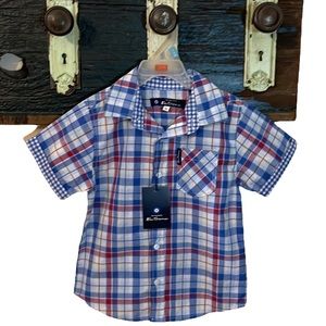 Ben Sherman Short Sleeve Plaid Button-Up Size 4T